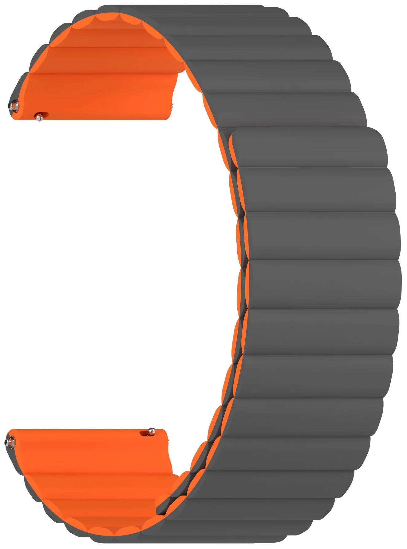 Ремешок силиконовый для часов Lyambda Acrux 20мм, серый/оранжевый